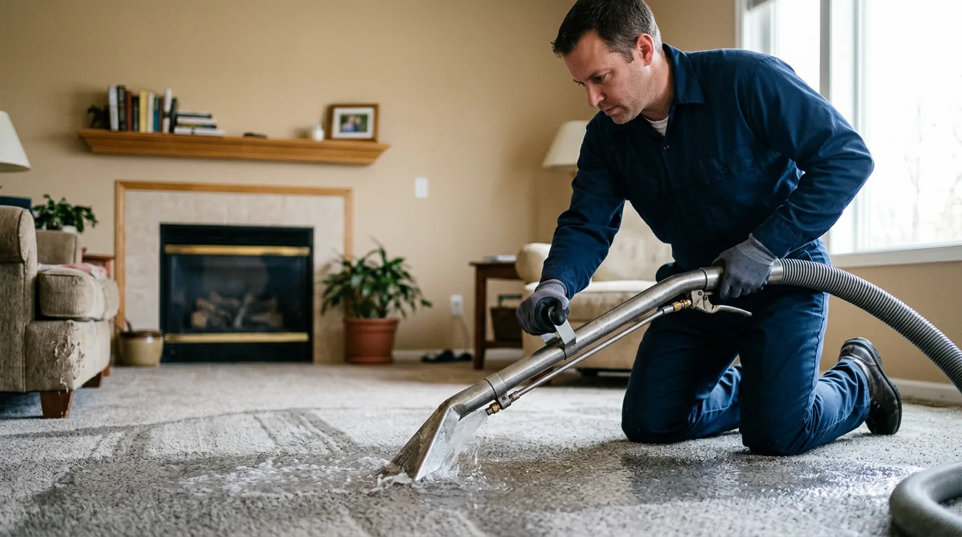 Water damage restoration technician working near Rush City, MN